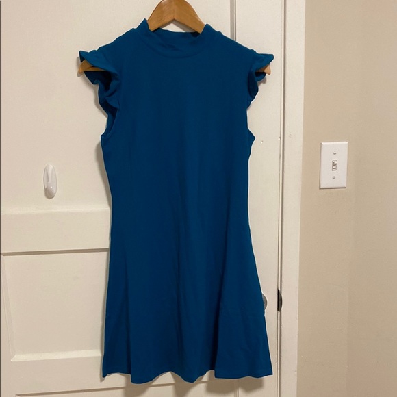 NWT Susana Monaco Mock Neck Flutter Sleeve Dress in Sea - Picture 1 of 6